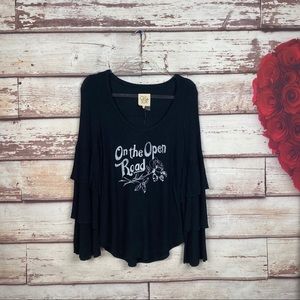 Chaser On the Open Road Thermal Ruffle Sleeve top